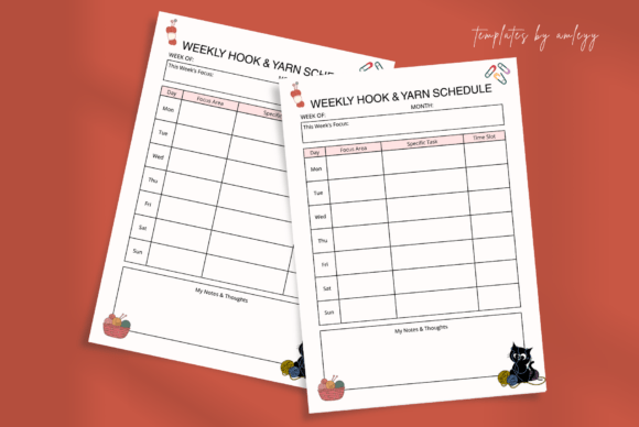 Download Weekly Hook &amp; Yarn Schedule Planner - Yarn schedule planner Collection