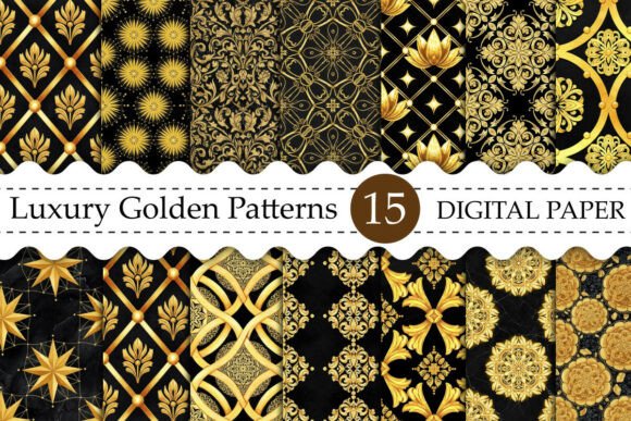 Download Luxury Golden Patterns Digital Paper - Golden patterns Collection